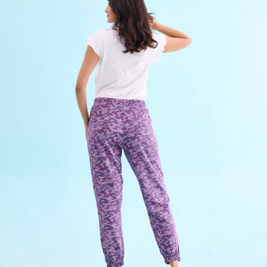 Women Printed Purples Cotton Knit Lounge Pants