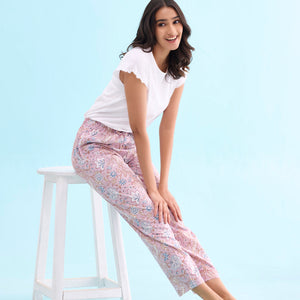 Women Printed Purple Cotton Lounge Pants