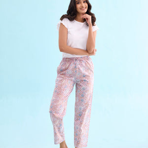 Women Printed Purple Cotton Lounge Pants
