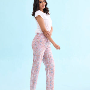 Women Printed Purple Cotton Lounge Pants