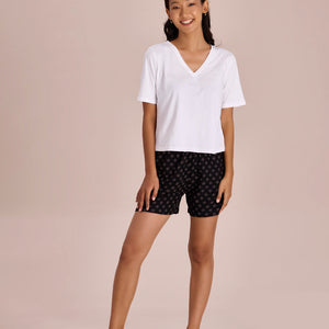 Women Printed Blacks Woven Viscose Lounge Shorts
