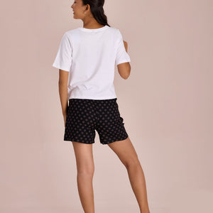 Women Printed Blacks Woven Viscose Lounge Shorts