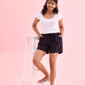 Women Blacks Printed Woven Viscose Lounge Shorts