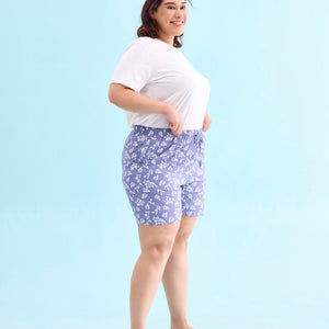 Women Printed Blue Woven Viscose Lounge Shorts