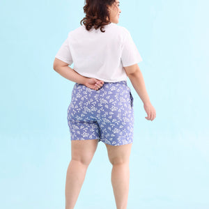 Women Printed Blue Woven Viscose Lounge Shorts