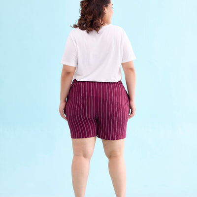 Women Printed Maroon Woven Viscose Lounge Shorts