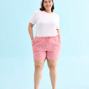 Women Printed Medium Pinks Woven Viscose Lounge Shorts