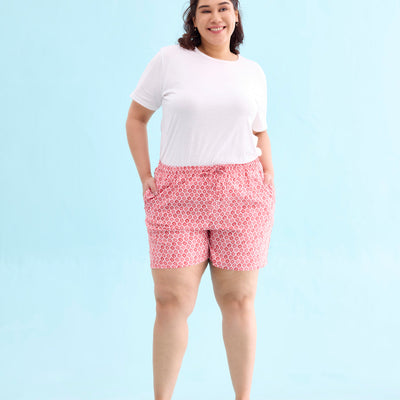 Women Printed Medium Pinks Woven Viscose Lounge Shorts