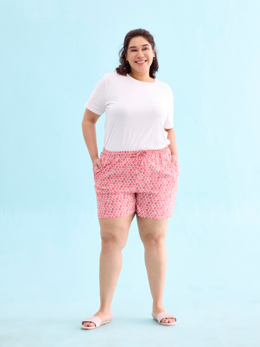 Women Printed Medium Pinks Woven Viscose Lounge Shorts