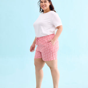Women Printed Medium Pinks Woven Viscose Lounge Shorts