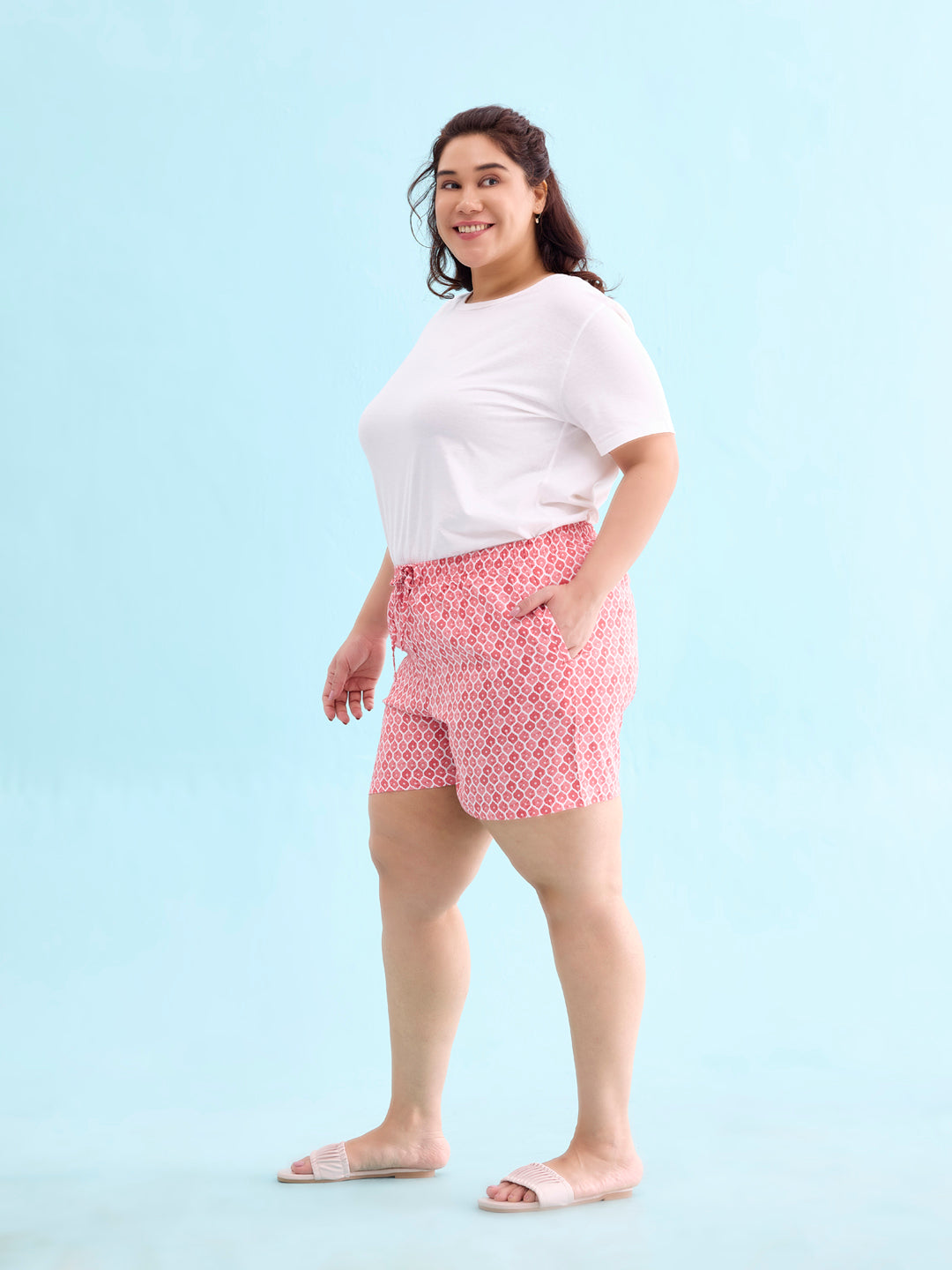 Women Printed Medium Pinks Woven Viscose Lounge Shorts