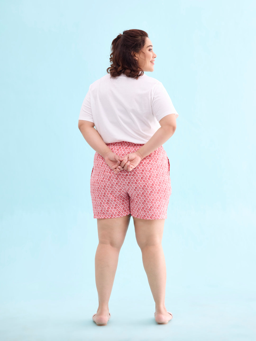 Women Printed Medium Pinks Woven Viscose Lounge Shorts