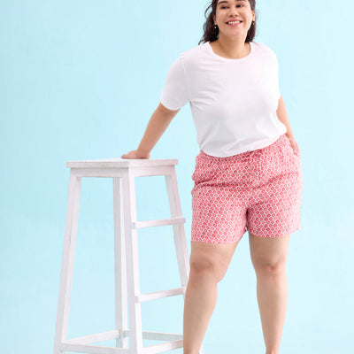 Women Printed Medium Pinks Woven Viscose Lounge Shorts