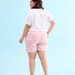Women Printed Medium Pink Mid Rise Woven Viscose Lounge Shorts