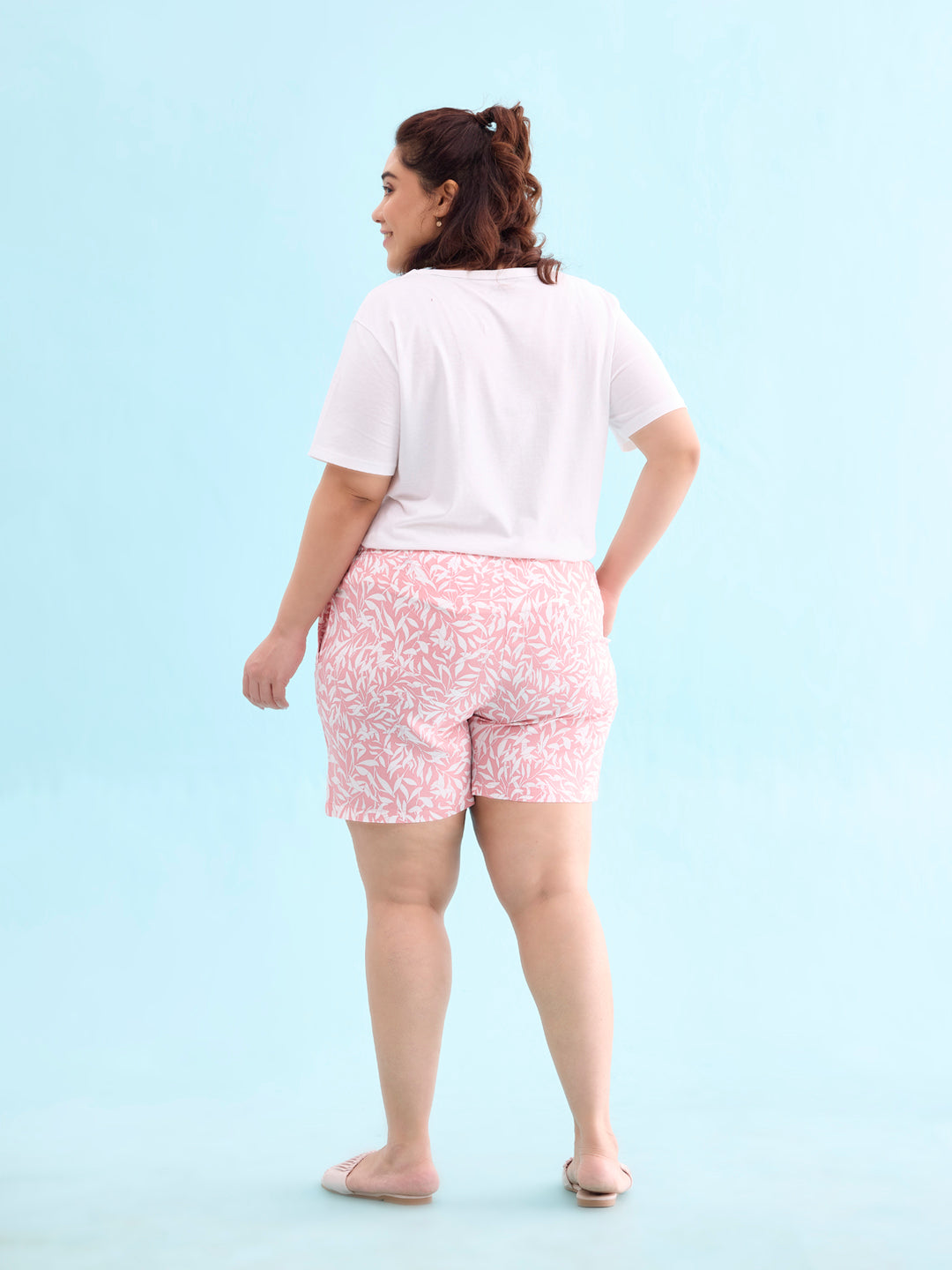 Women Printed Medium Pink Mid Rise Woven Viscose Lounge Shorts