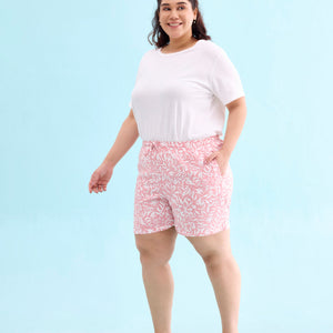 Women Printed Medium Pink Mid Rise Woven Viscose Lounge Shorts