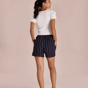 Women Printed Navy Viscose Mid Rise Lounge Shorts