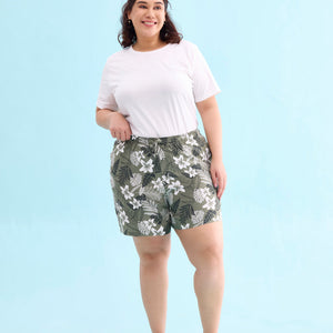 Women Printed Olive Woven Viscose Lounge Shorts