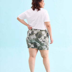 Women Printed Olive Woven Viscose Lounge Shorts