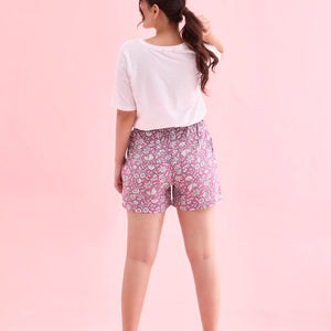 Women Printed Purple Woven Viscose Lounge Shorts
