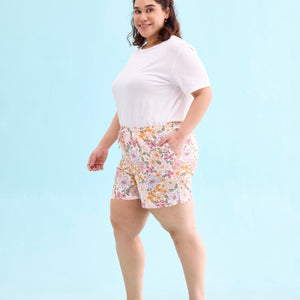 Women Printed Whites Woven Viscose Lounge Shorts