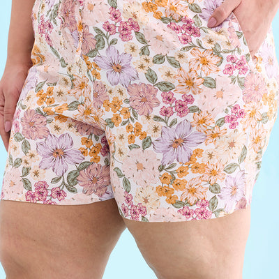 Women Printed Whites Woven Viscose Lounge Shorts