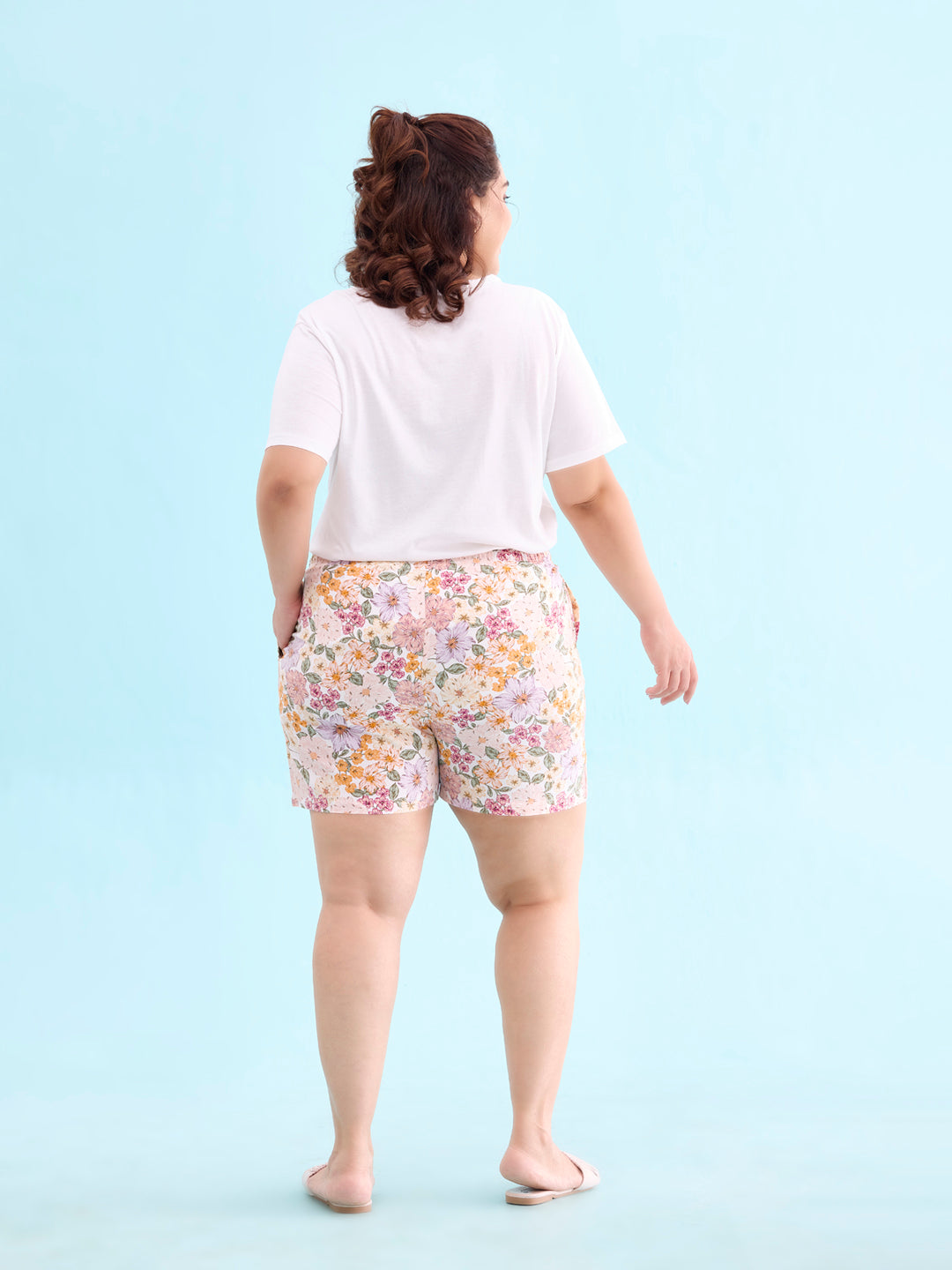 Women Printed Whites Woven Viscose Lounge Shorts