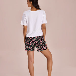 Women Printed Blacks Cotton Knit Lounge Shorts