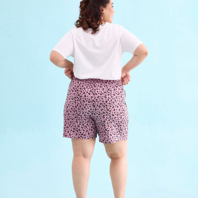 Women Printed Purple Cotton Knit Lounge Shorts