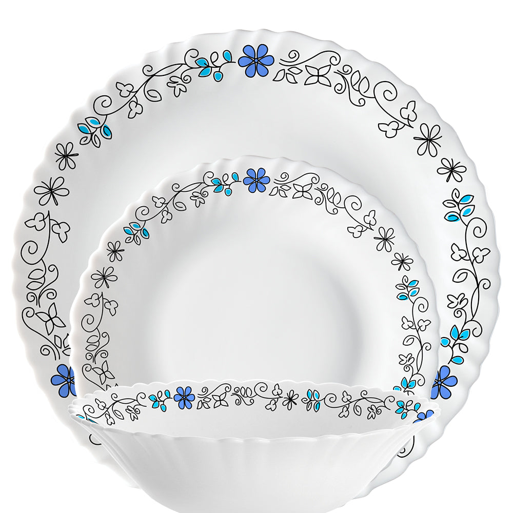 Larah by Borosil, Blue Iris Dinner Set