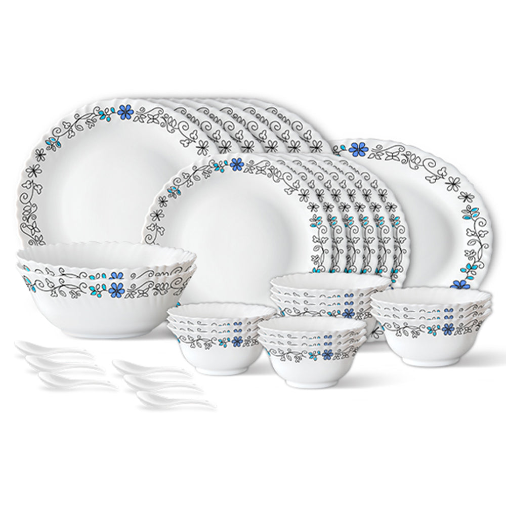 Larah by Borosil, Blue Iris Dinner Set