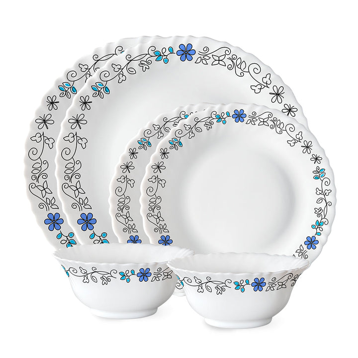 Larah by Borosil, Blue Iris Dinner Set