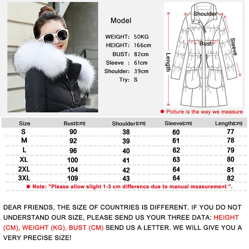 Women long parka Faux fox fur Cotton Padded abrigos