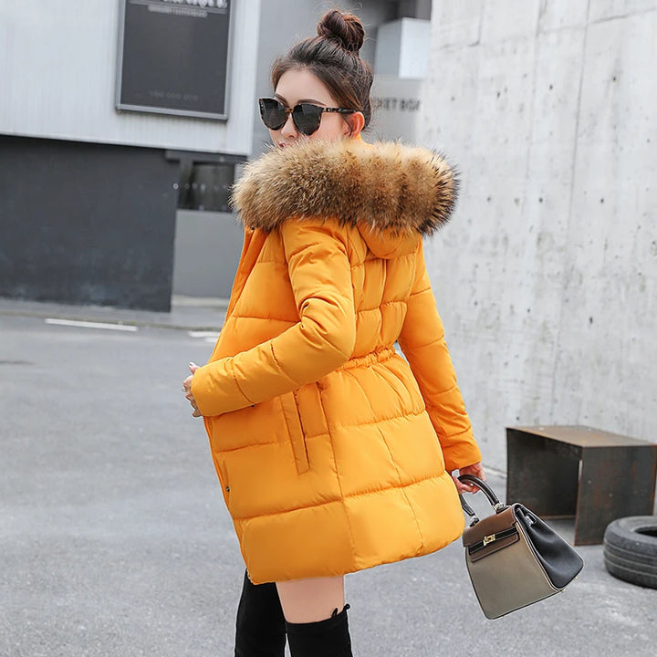 Winter Jacket Women Artificial raccoon hair collar Female Parka