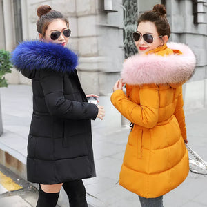 Winter Jacket Women Artificial raccoon hair collar Female Parka