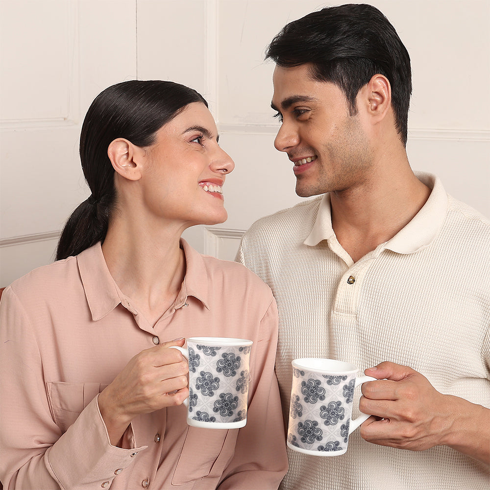 Larah By Borosil Kuba Grey Mug Set