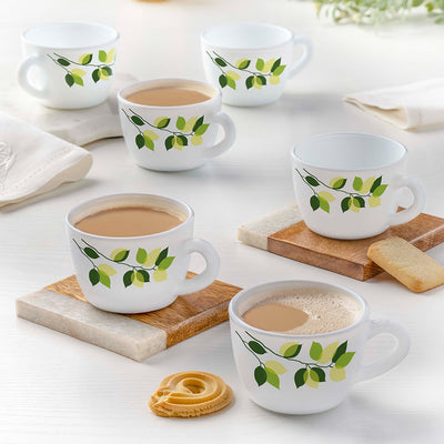 Larah By Borosil Green Leaves Cup Set