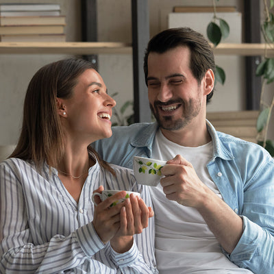 Larah By Borosil Green Leaves Cup Set