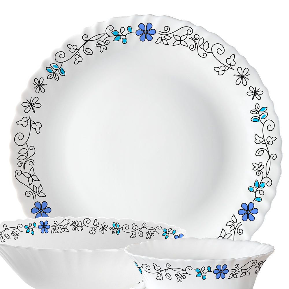 Larah by Borosil, Blue Iris Dinner Set