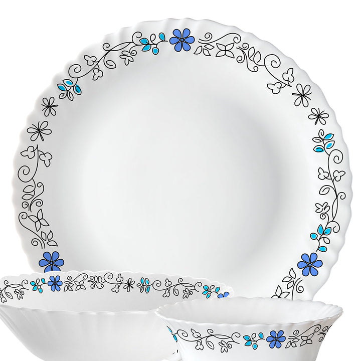 Larah by Borosil, Blue Iris Dinner Set