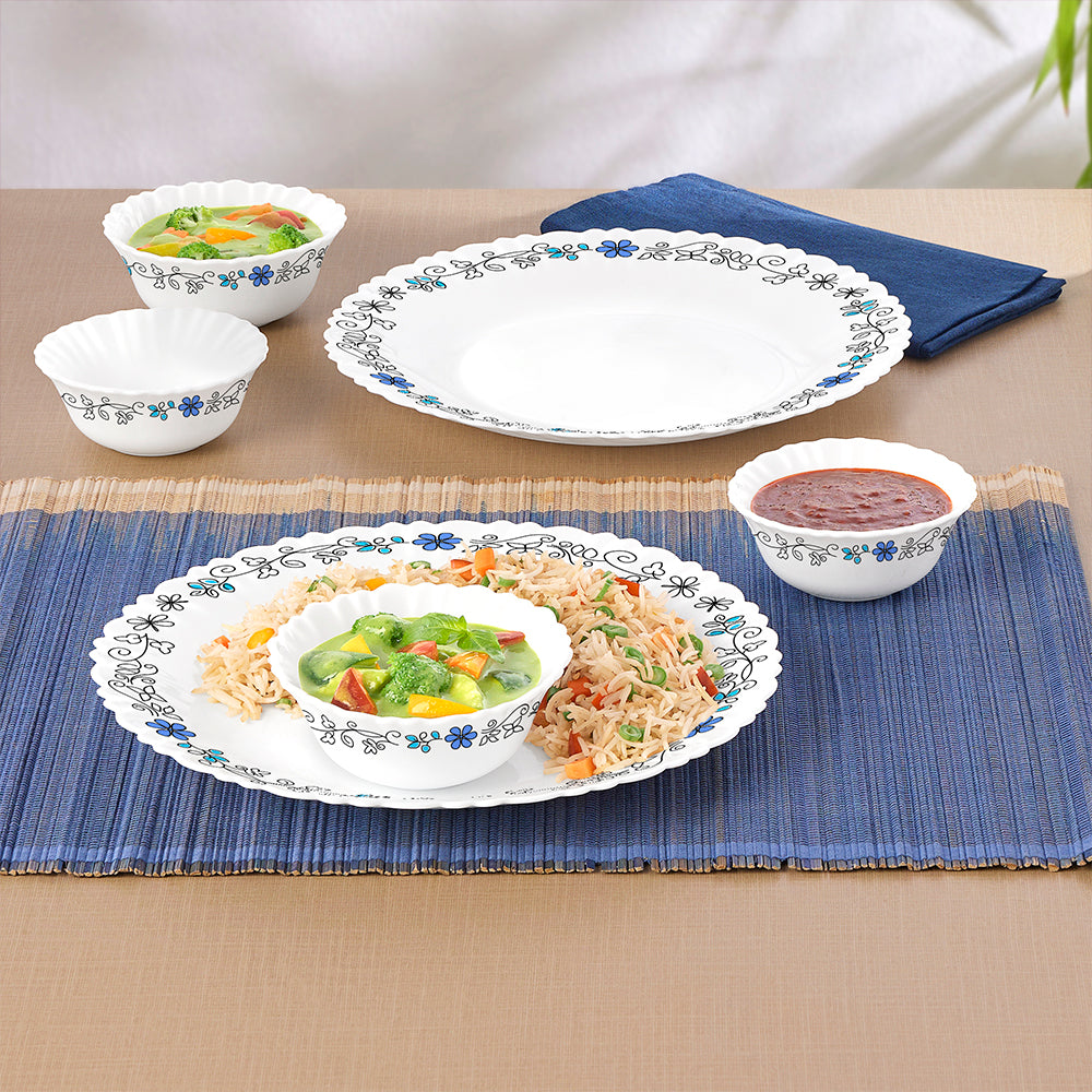 Larah by Borosil, Blue Iris Dinner Set