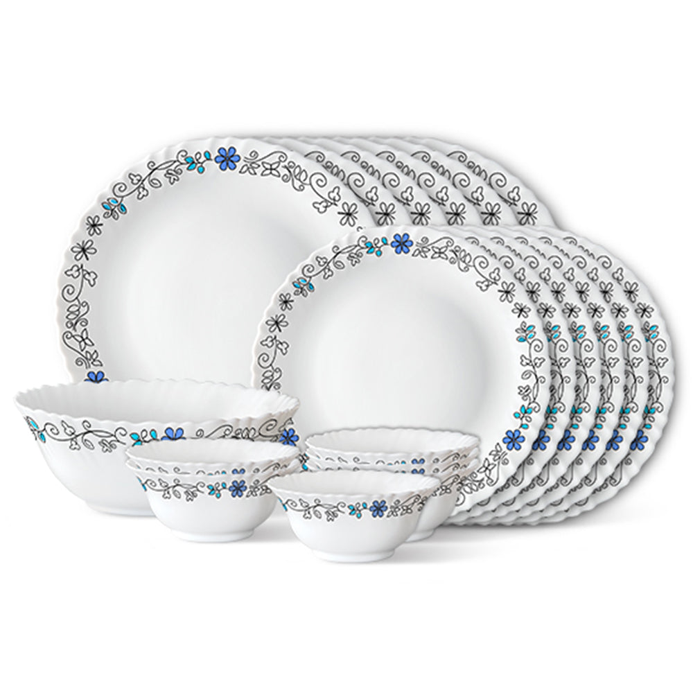 Larah by Borosil, Blue Iris Dinner Set