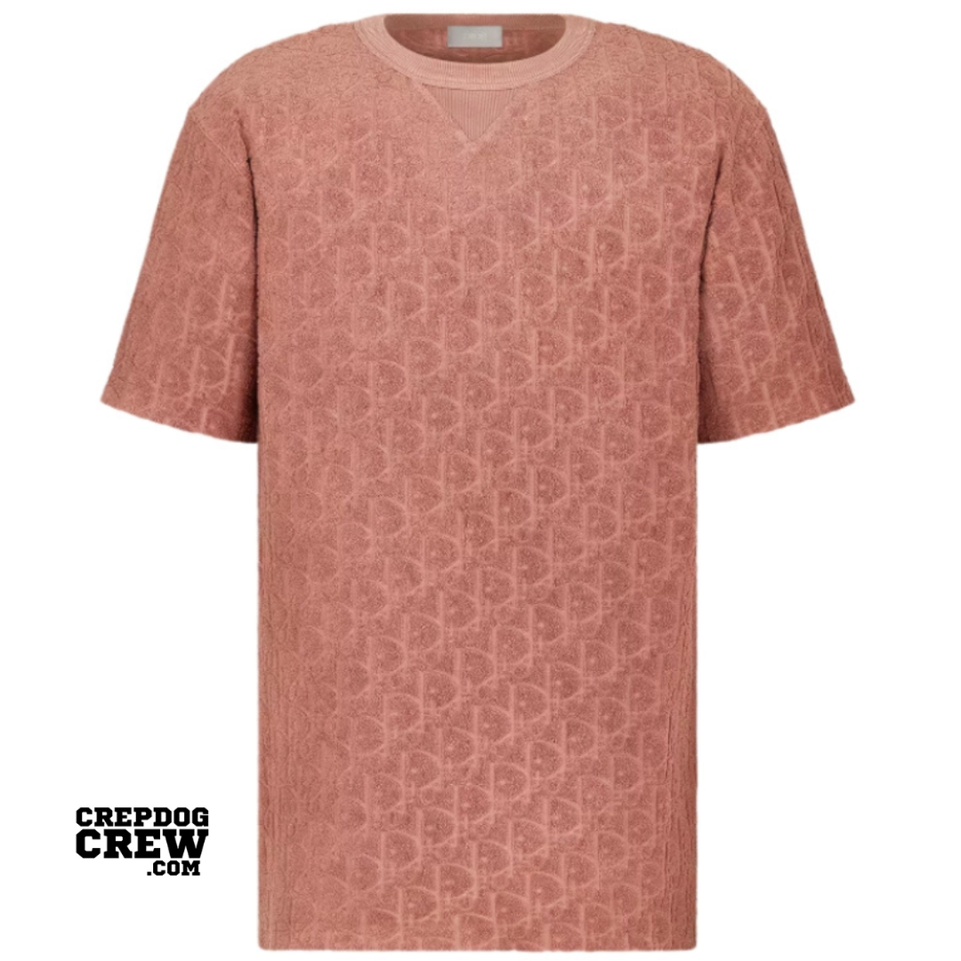 Dior Oblique Terry Cotton Relaxed Fit Jacquard Pink Tee