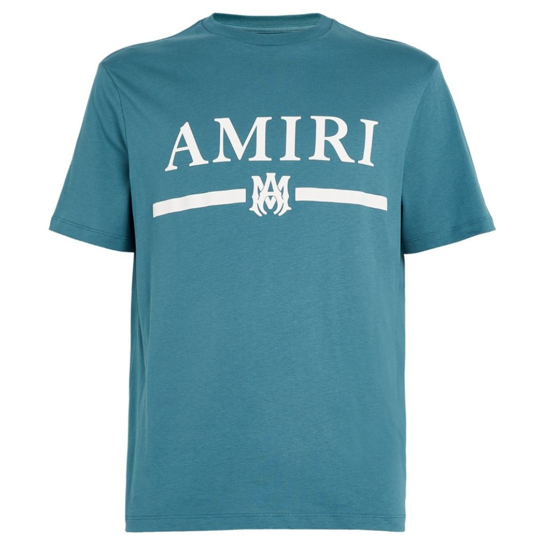 AMIRI Logo Print Tee Teal Blue