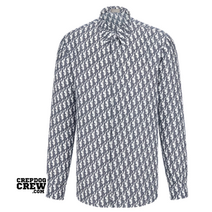 Dior Oblique Shirt White and Blue Silk Twill