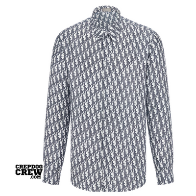 Dior Oblique Shirt White and Blue Silk Twill