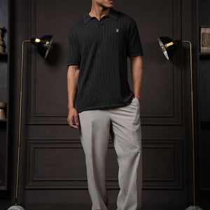 Pristine Cable Knit Polo - Shadow