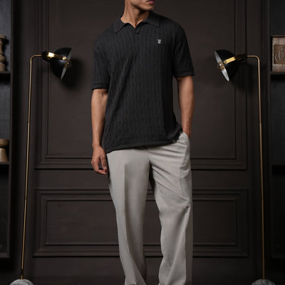 Pristine Cable Knit Polo - Shadow