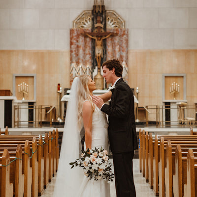 Gleaming White and Blush Kansas Wedding