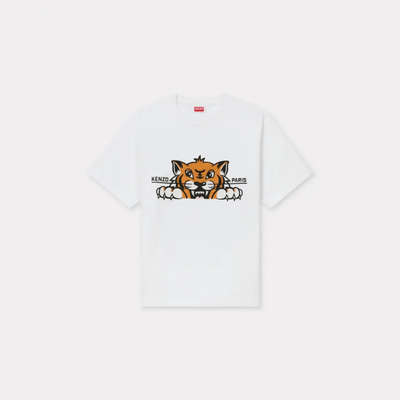Kenzo Paris 'KENZO Happy Tiger' embroidered oversized T-shirt White